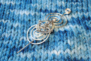 Shawl Pin, Compass Shawl Pin - Charmed Silver Inspirations - Crafty Flutterby Creations