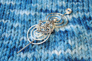 Shawl Pin, Compass Shawl Pin - Charmed Silver Inspirations - Crafty Flutterby Creations