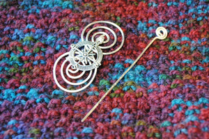 Shawl Pin, Compass Shawl Pin - Charmed Silver Inspirations - Crafty Flutterby Creations