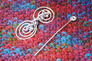 Shawl Pin, DNA Shawl Pin - Charmed Silver - Crafty Flutterby Creations