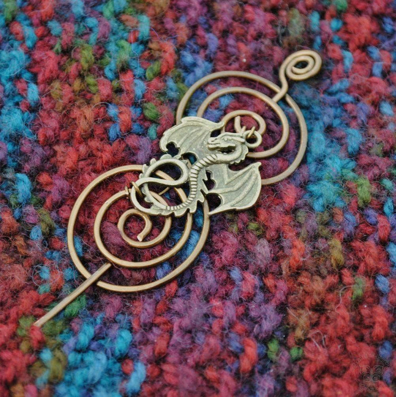 Dragon Shawl Pin - Charmed Silver Fandoms - Crafty Flutterby Creations