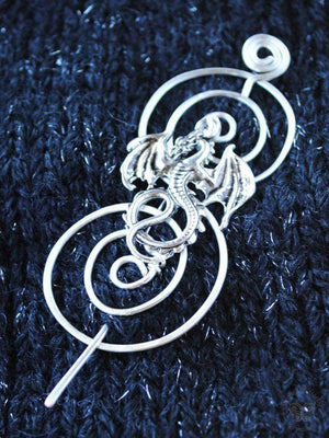 Shawl Pin, Dragon Shawl Pin - Charmed Silver Fandoms - Crafty Flutterby Creations