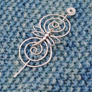 Shawl Pin, Dragonfly Shawl Pin - Charmed Silver - Crafty Flutterby Creations
