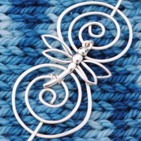 Shawl Pin, Dragonfly Shawl Pin - Charmed Silver - Crafty Flutterby Creations