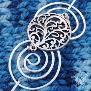 Shawl Pin, Elegant Spirals Shawl Pin - Charmed Silver - Crafty Flutterby Creations