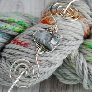 Shawl Pin, Grey Cat Shawl Pin - Large Silver - Limited Edition - Crafty Flutterby Creations