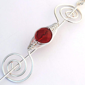 Shawl Pin, July Ruby Red Shawl Pin - Noteworthy Birthstone Silver - Crafty Flutterby Creations