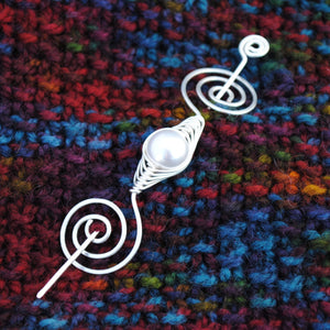 Shawl Pin, June Pearl Shawl Pin - Noteworthy Birthstone Silver - Crafty Flutterby Creations