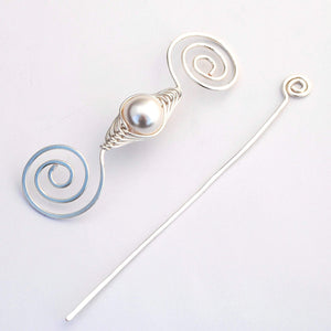 Shawl Pin, June Pearl Shawl Pin - Noteworthy Birthstone Silver - Crafty Flutterby Creations