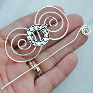 Shawl Pin, Moon Shawl Pin - Charmed Silver - Crafty Flutterby Creations