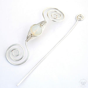 Shawl Pin, October Opal Shawl Pin - Noteworthy Birthstone Silver - Crafty Flutterby Creations