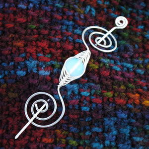 Shawl Pin, October Opal Shawl Pin - Noteworthy Birthstone Silver - Crafty Flutterby Creations
