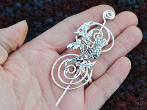 Shawl Pin, Outlander Inspired Shawl Pin with Scottish Thistle - Charmed Silver Fandoms - Crafty Flutterby Creations