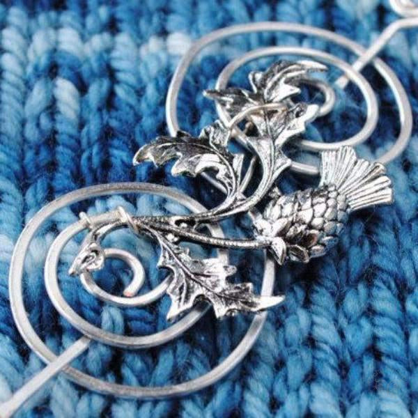 Shawl Pin, Outlander Inspired Shawl Pin with Scottish Thistle - Charmed Silver Fandoms - Crafty Flutterby Creations