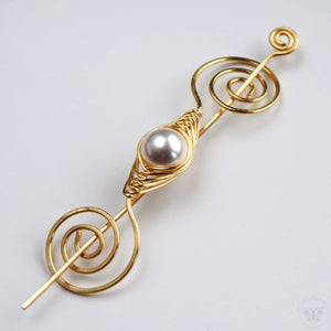 Shawl Pin, Pearl Shawl Pin - Gold Noteworthy Classic - Crafty Flutterby Creations