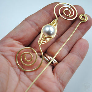 Shawl Pin, Pearl Shawl Pin - Gold Noteworthy Classic - Crafty Flutterby Creations