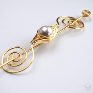 Shawl Pin, Pearl Shawl Pin - Gold Noteworthy Classic - Crafty Flutterby Creations