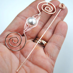 Shawl Pin, Pearl Shawl Pin - Rose Gold Noteworthy Classic - Crafty Flutterby Creations