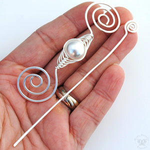 Shawl Pin, Pearl Shawl Pin - Silver Noteworthy Classic - Crafty Flutterby Creations