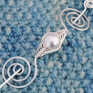 Shawl Pin, Pearl Shawl Pin - Silver Noteworthy Classic - Crafty Flutterby Creations