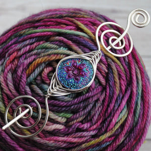 Shawl Pin, Pre- Order -  Purple Starflower Shawl Pin- Noteworthy Czech Glass - Limited Edition - Crafty Flutterby Creations