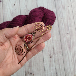 Red Starflower Shawl Pin- Noteworthy Czech Glass - Limited Edition-Shawl Pin-Crafty Flutterby Creations