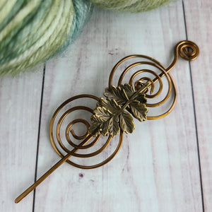 Rowan Leaf Shawl Pin - Charmed Vintage Bronze-Shawl Pin-Crafty Flutterby Creations