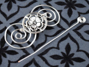 Shawl Pin, Sassenach English Rose Shawl Pin - Charmed Silver - Crafty Flutterby Creations