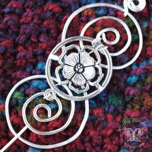 Shawl Pin, Sassenach English Rose Shawl Pin - Charmed Silver - Crafty Flutterby Creations