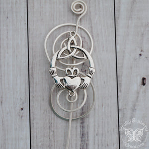 Shawl Pin, Silver Claddagh - Charmed Pin - Crafty Flutterby Creations