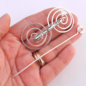 Shawl Pin, Sonic Screwdriver Shawl Pin - Charmed Silver Fandoms - Crafty Flutterby Creations