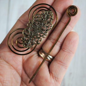Shawl Pin, Victorian Lace Shawl Pin - Charmed Bronze - Crafty Flutterby Creations