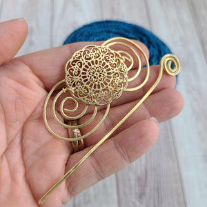 Victorian Lace Shawl Pin - Gold Charmed-Shawl Pin-Crafty Flutterby Creations